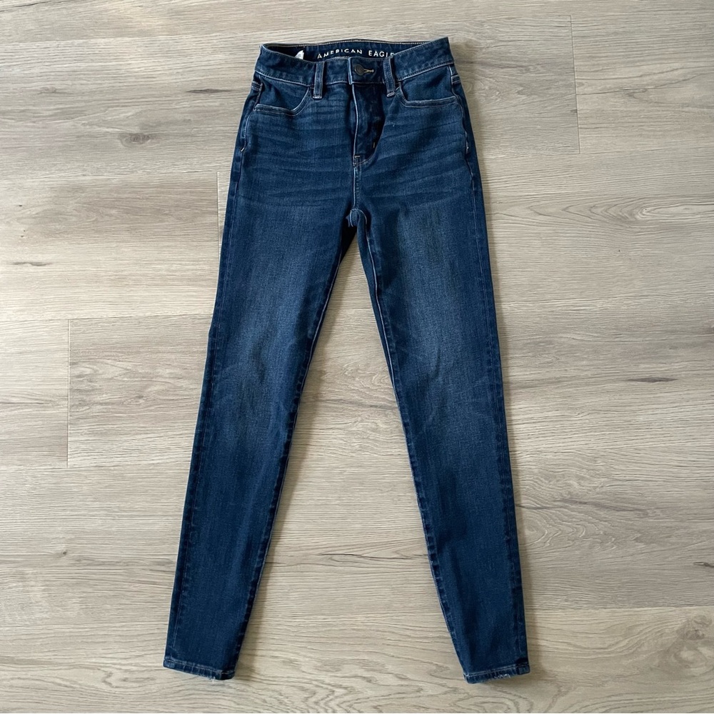 American Eagle Outfitters Dark Blue Dream Jeans Super High Rise Jeggings Size 00